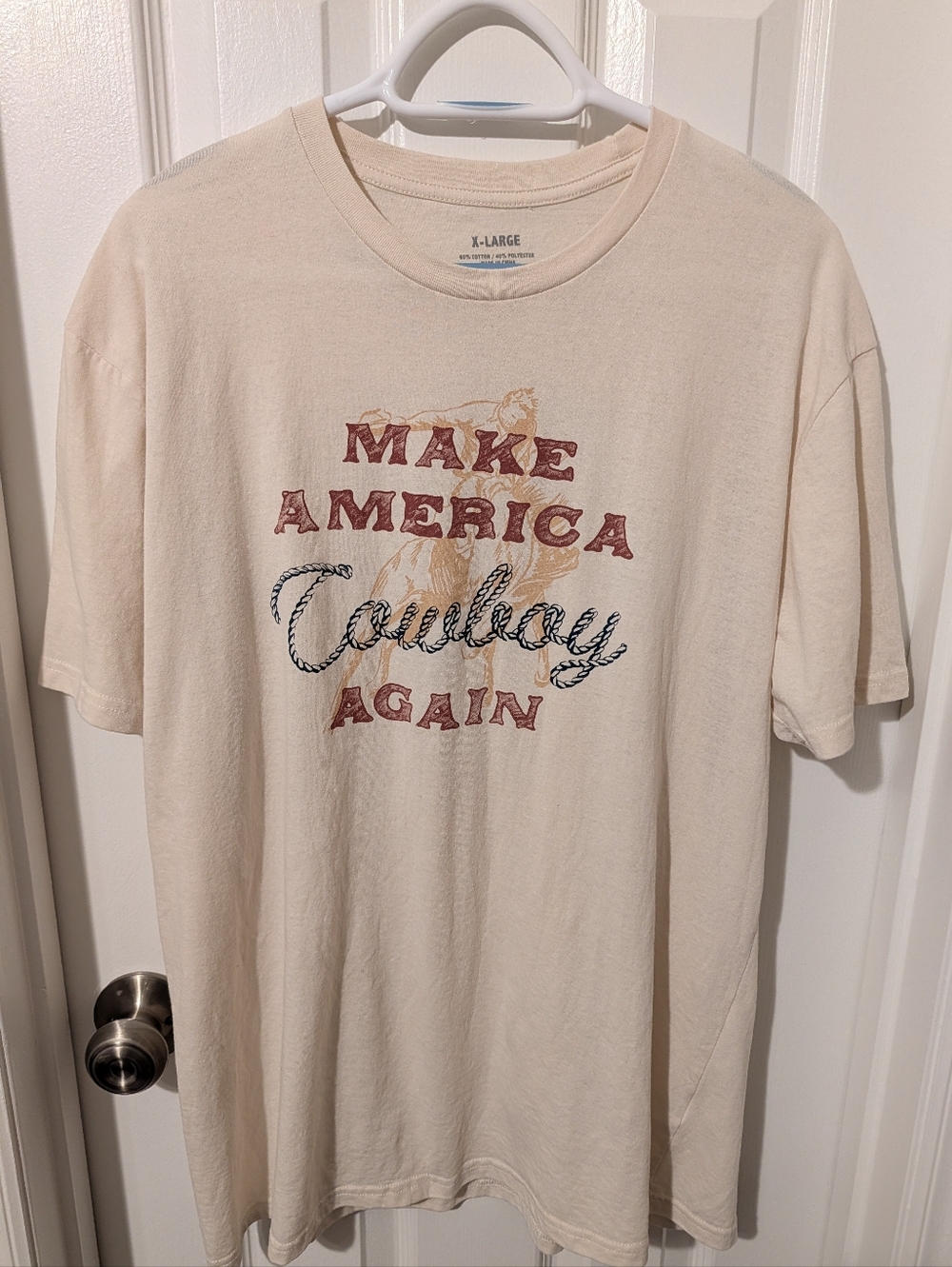 Make America Cowboy Again Graphic T‑Shirt - Cream Size XL
